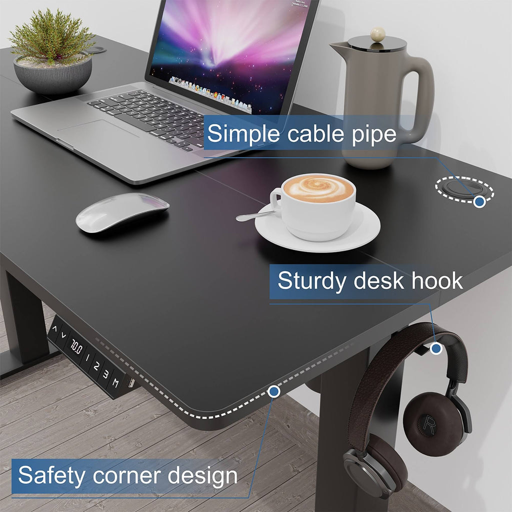 Black Height Adjustable Electric Standing Desk with Splice Board G30695