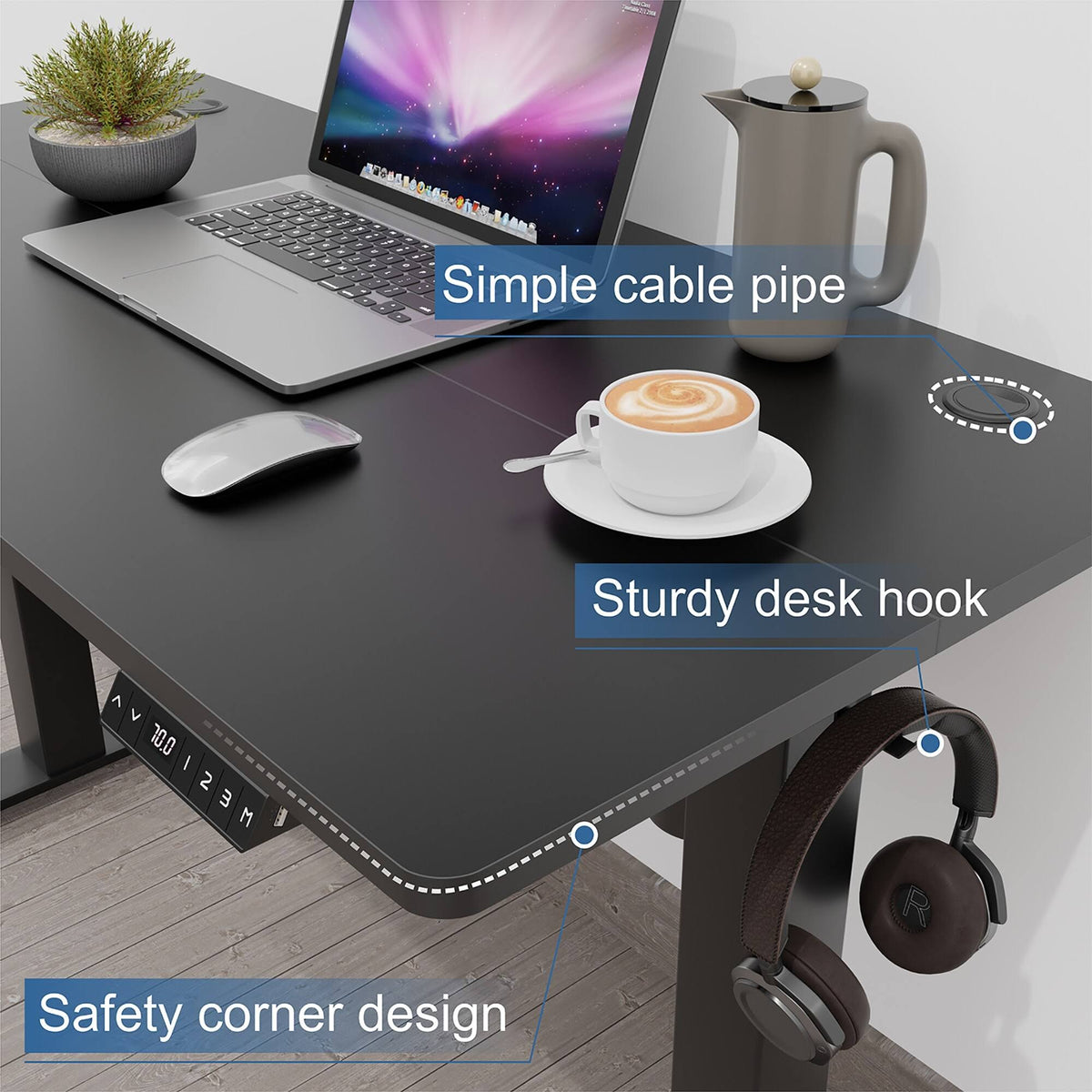 Black Height Adjustable Electric Standing Desk with Splice Board G30695