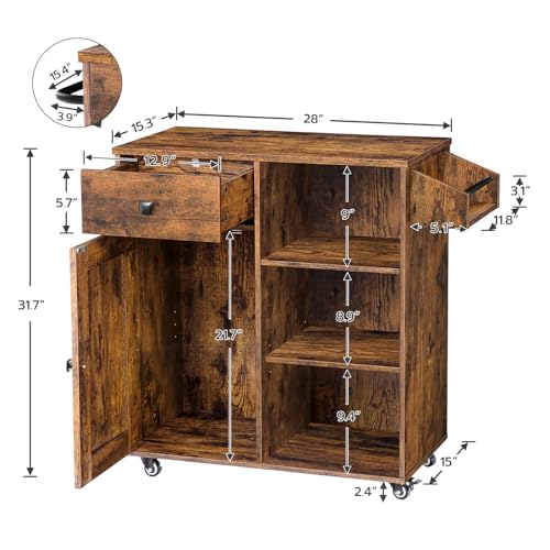 White Kitchen Island with Drawer and Towel Rack A10817