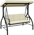 3-Seats Outdoor Patio Swing Chair with Adjustable Canopy and Removable Cushion H473