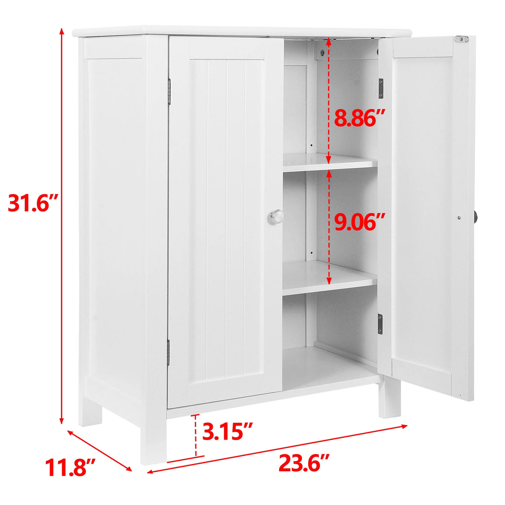 White 2-Door Wooden Bathroom Storage Cabinet T905009