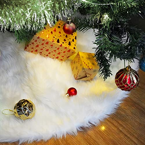 White Faux Fur Plush Christmas Tree Skirt Y1002