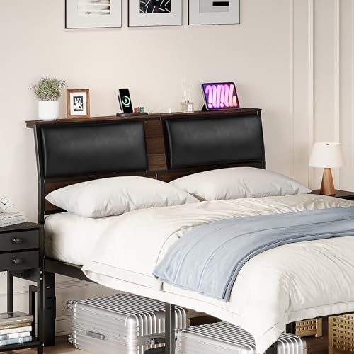 King Size Upholstered Headboard with Charging Station V640