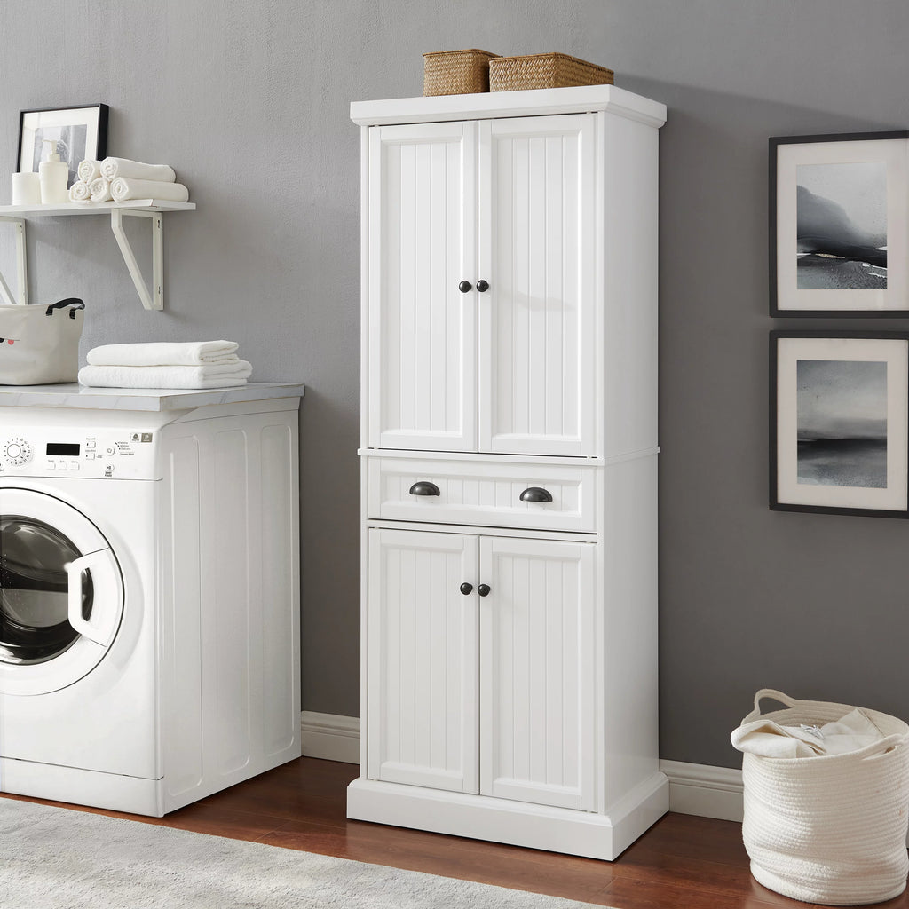 Distressed White Black Wood Pantry W8566