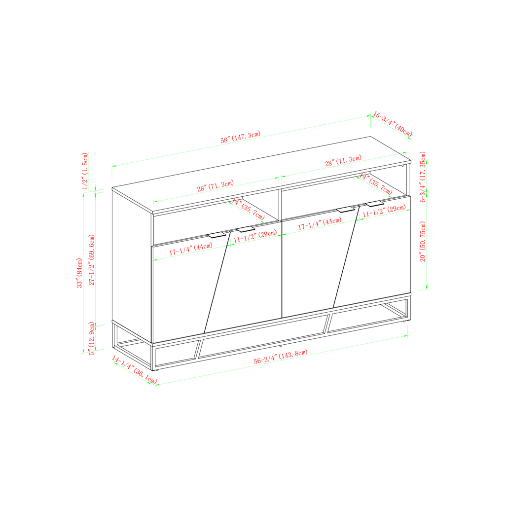 Angled Door Sideboard - Dark Walnut J662