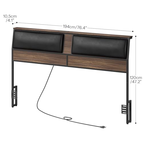 King Size Upholstered Headboard with Charging Station V640
