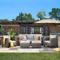 5 Pieces All-Weather Wicker Sectional Sofa with Cushions I795