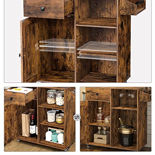 White Kitchen Island with Drawer and Towel Rack A10817