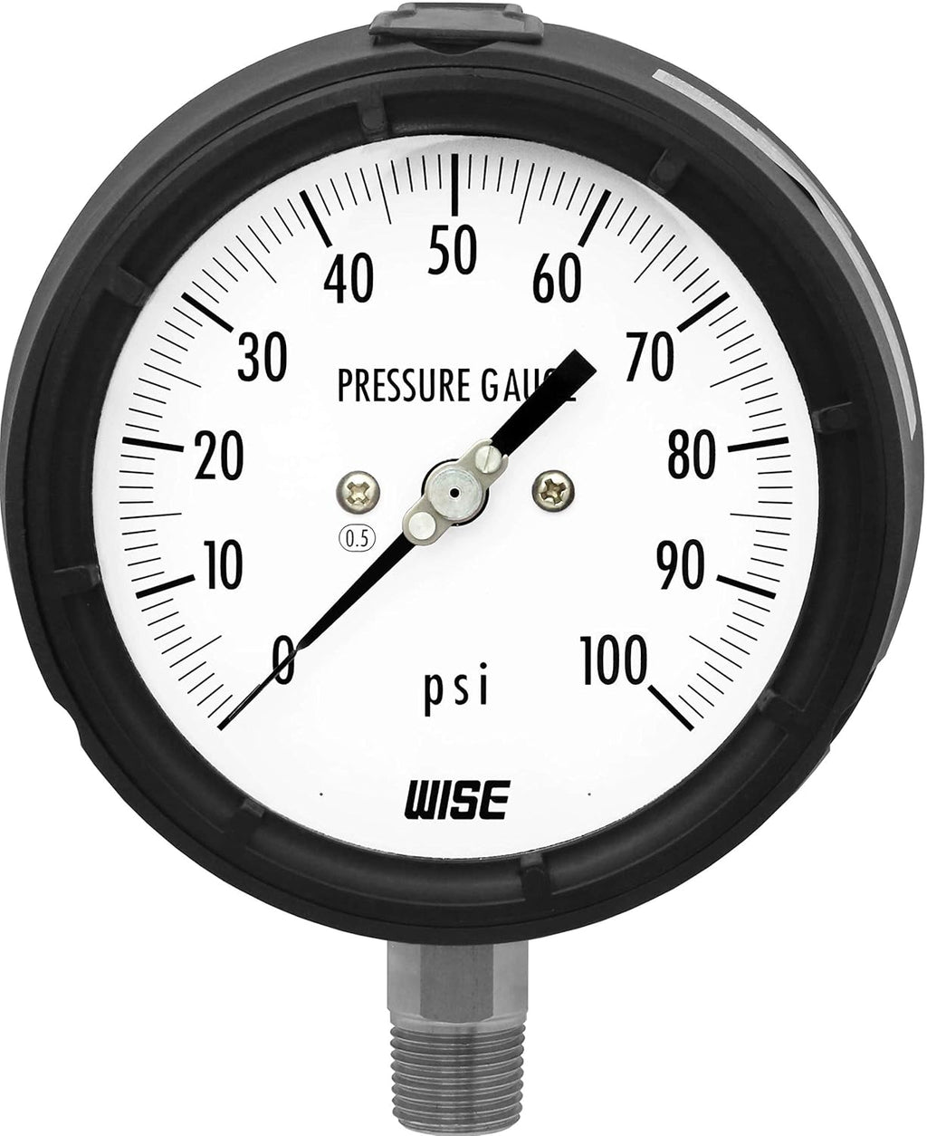 Pressure Gauge with thermoplastic case, 125mm Dial, 1/2NPT(M), Bottom Connection, 0~100psi, 0.5% Accuracy, Pack of 2 U2752
