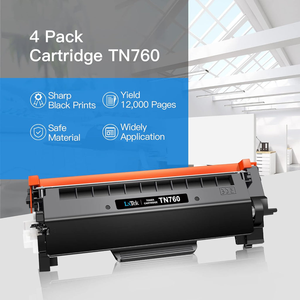 Compatible Toner Cartridge Replacement for Brother TN760 TN730 (Black, 4 Pack) Y67856