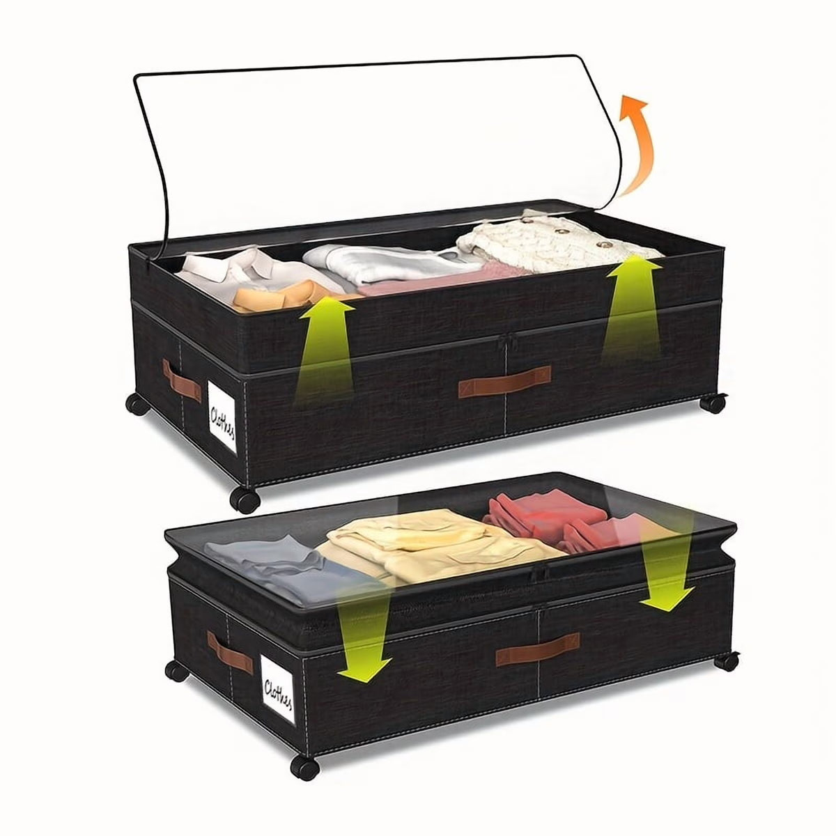 2-Pack Under-Bed Storage Bins with Wheels & Clear Window D868447