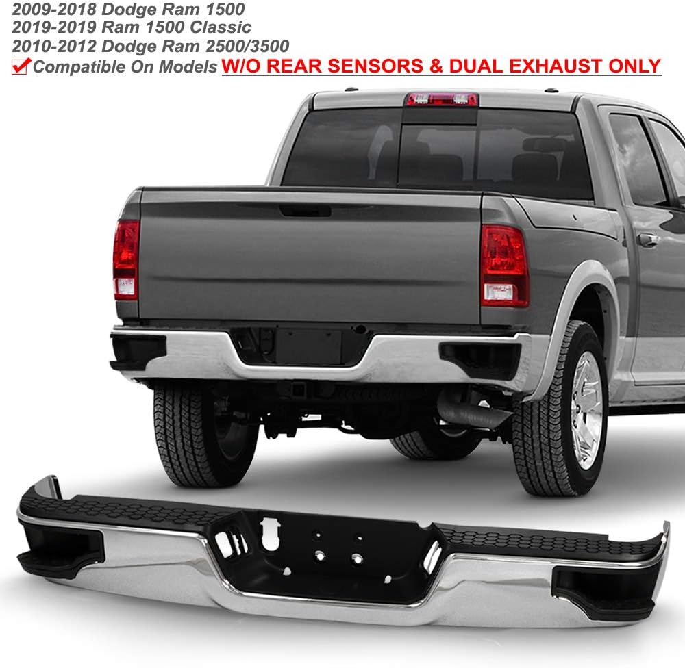 Chrome Steel Complete Rear Bumper Assembly Z830233