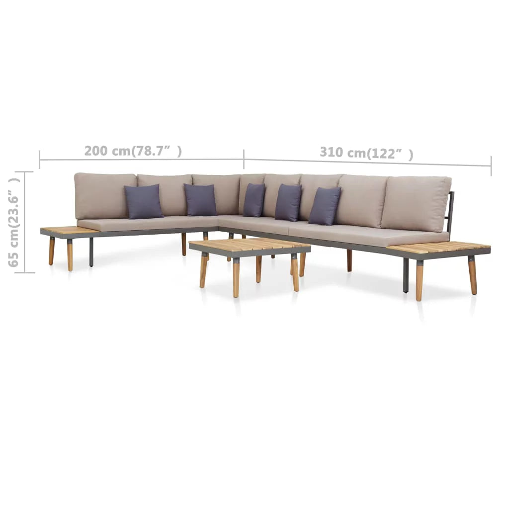 7-Seater Patio Lounge Set with Cushions Acacia Wood Brown O49983