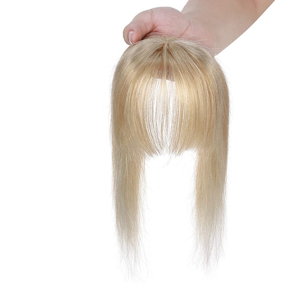 100% Real Human Hair Topper with Wispy Bangs Mono Base Crown Topper Y488