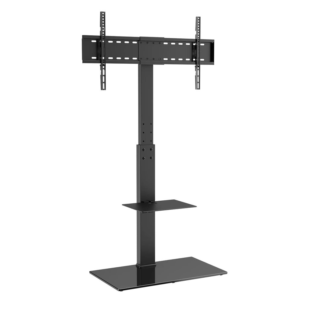 Modern Swivel Floor TV Stand for 32"-85" TVs Adjustable Height Glass F356