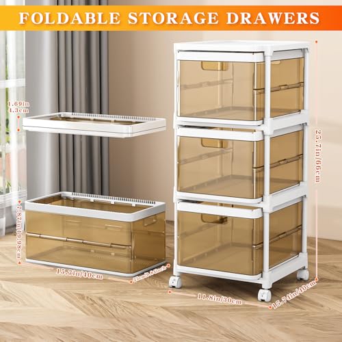 3 Drawer Plastic Storage Organizer with Wheels F2348