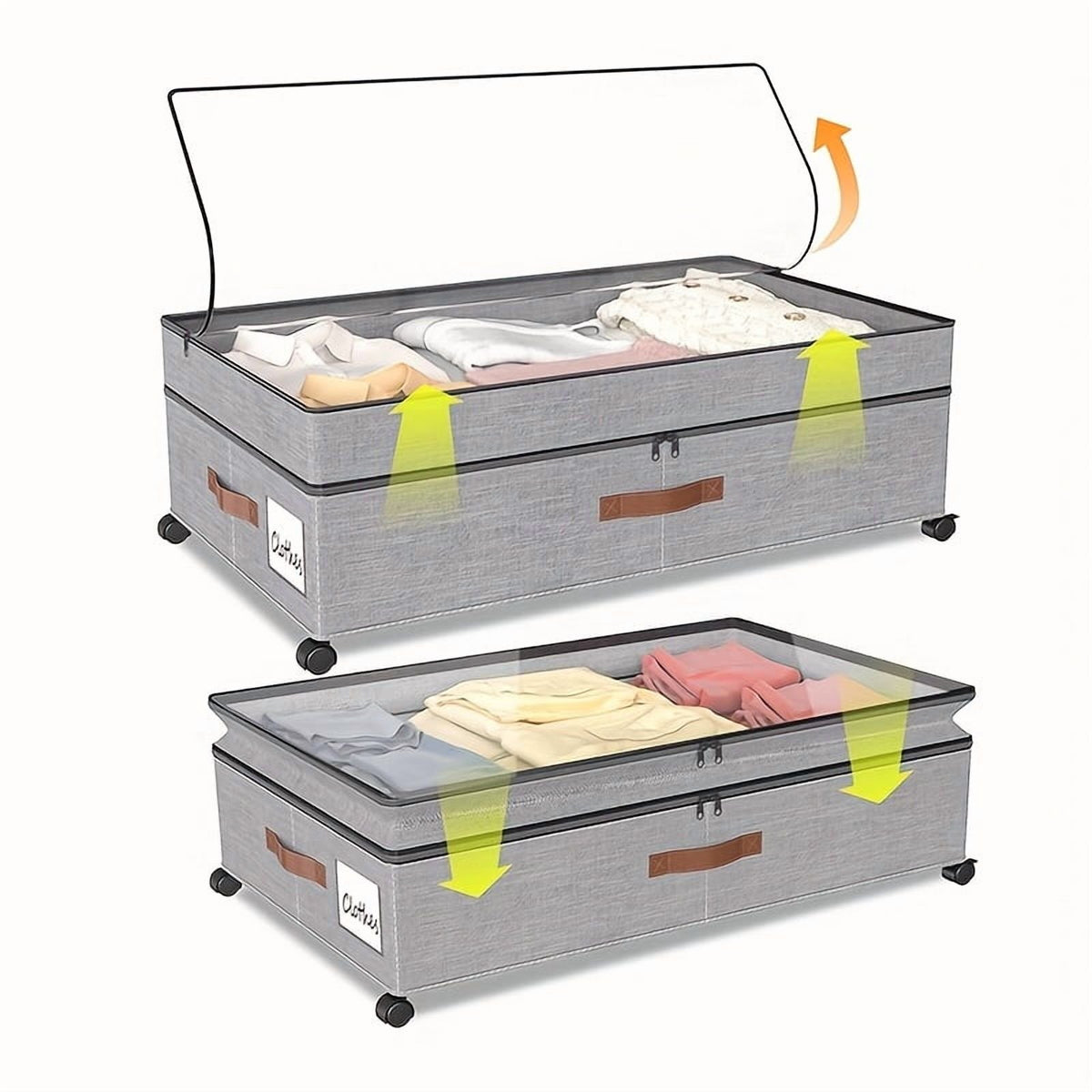 2-Pack Under-Bed Storage Bins with Wheels & Clear Window D868447