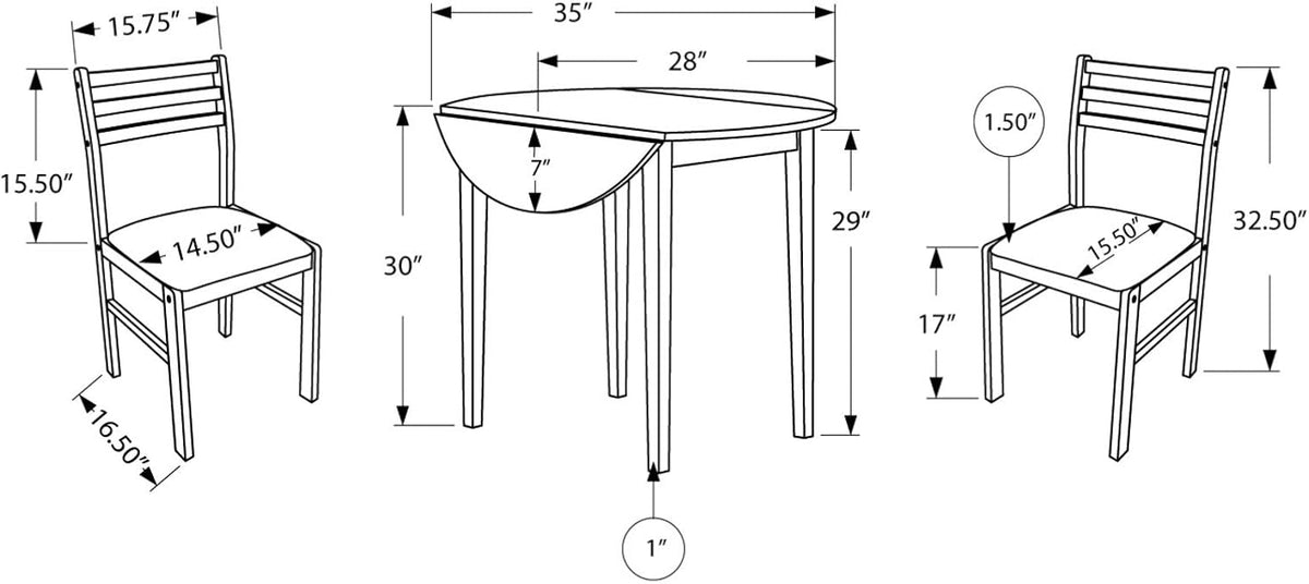 3-Piece Cappuccino Dining Set with Drop Leaf Table M58227