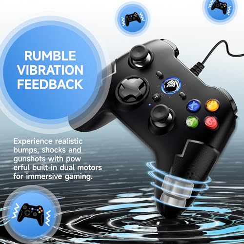 Wired Gaming Controller with Dual-Vibration Turbo and Trigger Buttons W89801