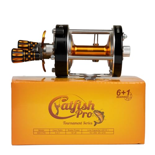Round Baitcasting Reel with 6+1 Stainless Steel Ball Bearings, 5.3:1 Gear Ratio, 19lb Drag, Brass Gears X474415