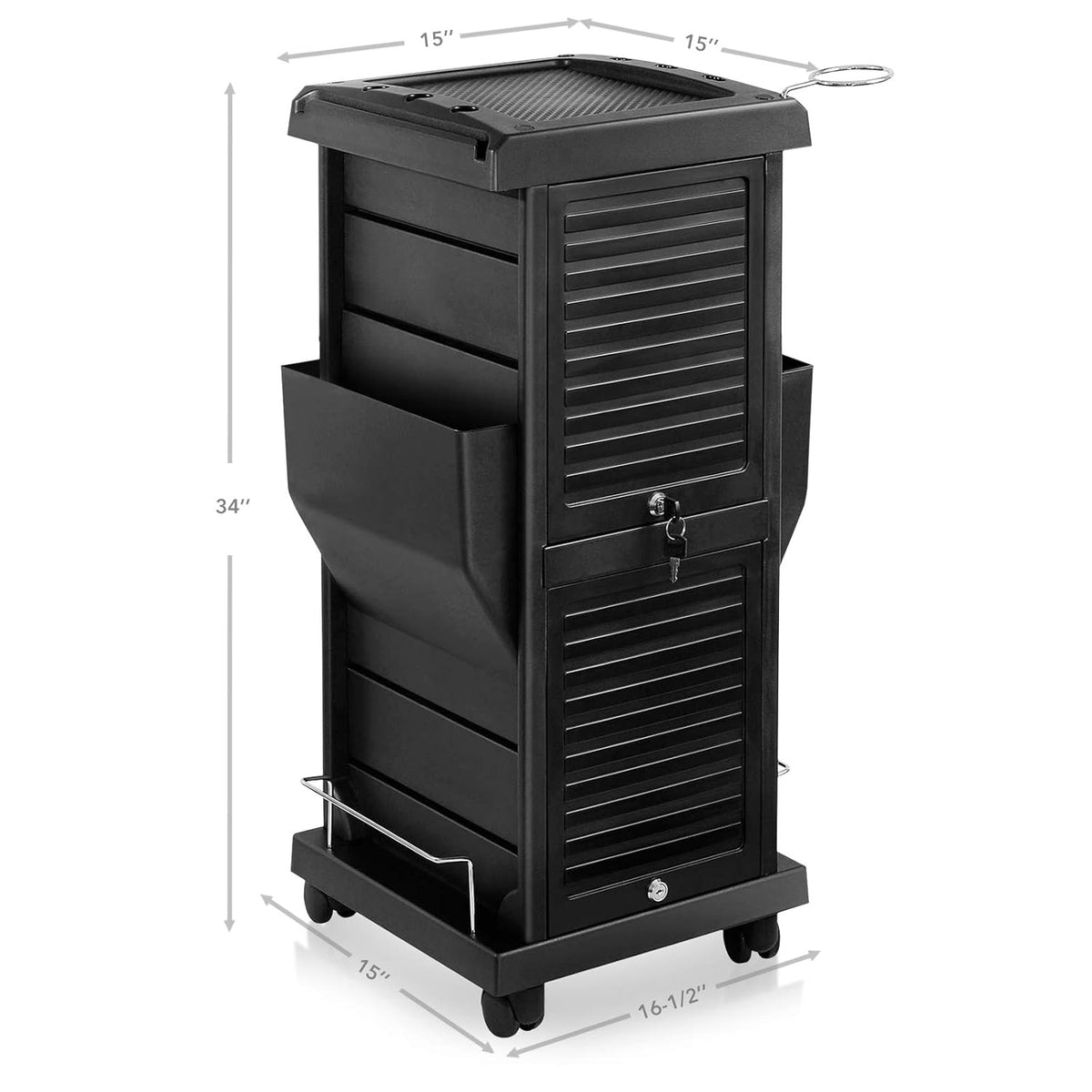 Black Rolling Trolley Cart with Pockets Z65604