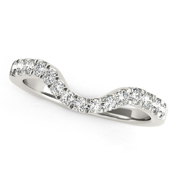 14k White Gold Curved Wedding Ring Diamonds (1/3 cttw) Size 8.5 K42802