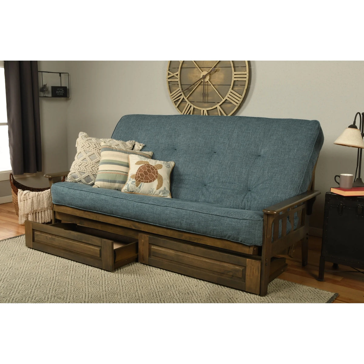 Queen-size Wood Storage Futon Mattress C924
