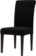 Black Textured Plaid Dining Chair Slipcover Set of 4 S7243