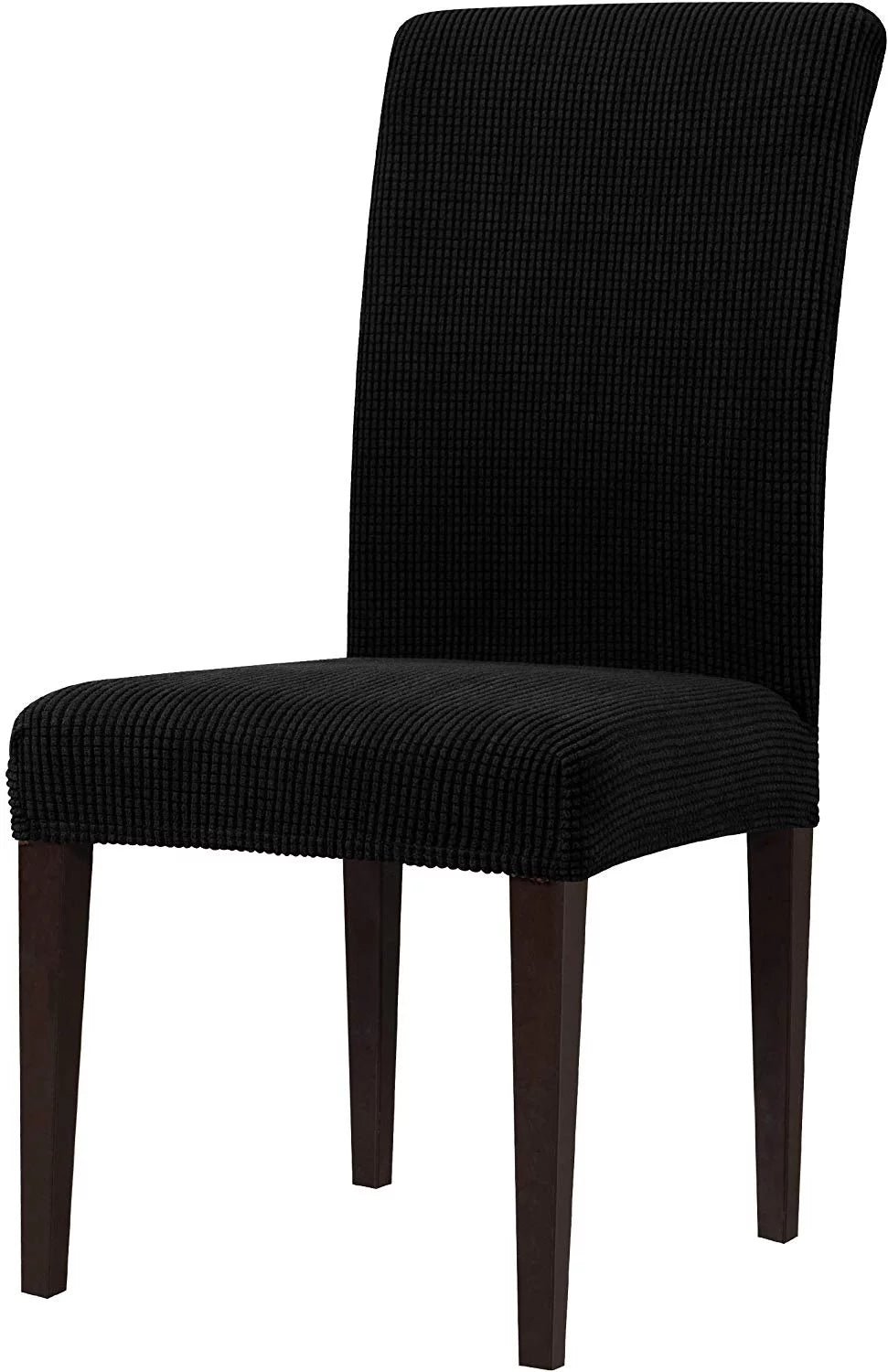 Black Textured Plaid Dining Chair Slipcover Set of 4 S7243