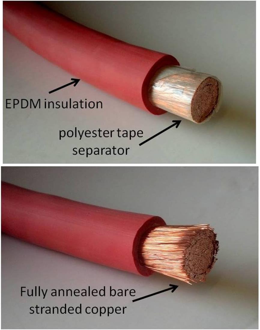 4/0 AWG Pure Copper Battery Inverter Cables with 3/8 in Lugs, Pack of 2 K80627
