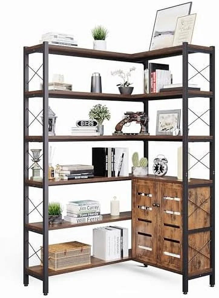 Corner Bookshelves 6 Tiers Metal Frame N898837