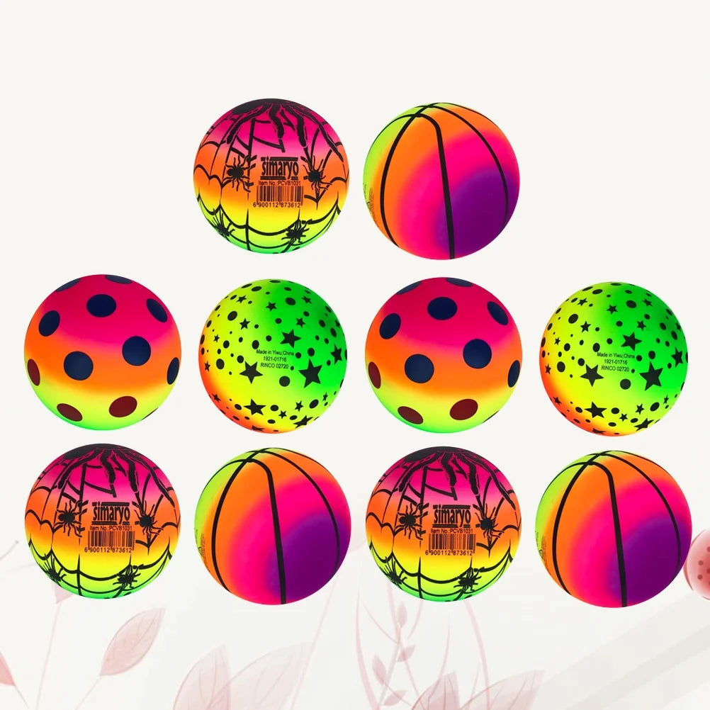 10 Pcs 16 CM Rainbow Balls Elastic PVC Beach Sports Play Ball L223910