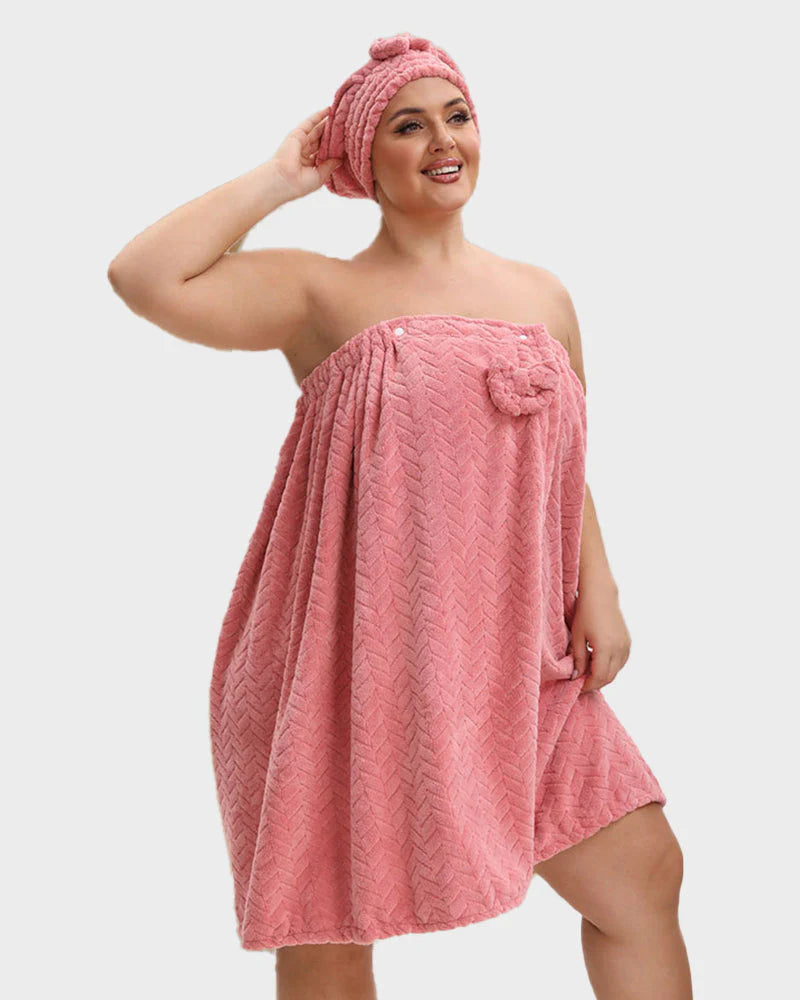 Adjustable Plus Size Bath Skirt & Quick-Dry Cap Set V182