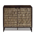 Carved Wooden Two Door Chest in Rustic Brown F18370