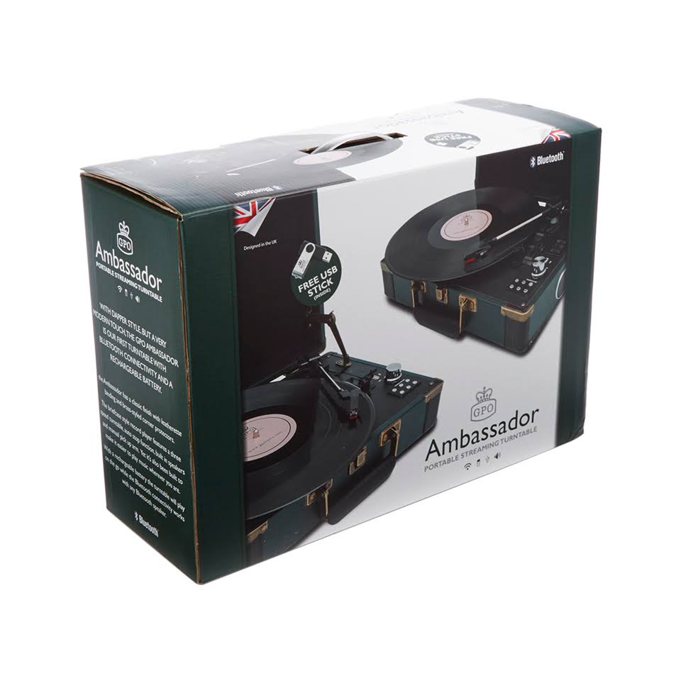 Portable Bluetooth Turntable Green/Black Q4449