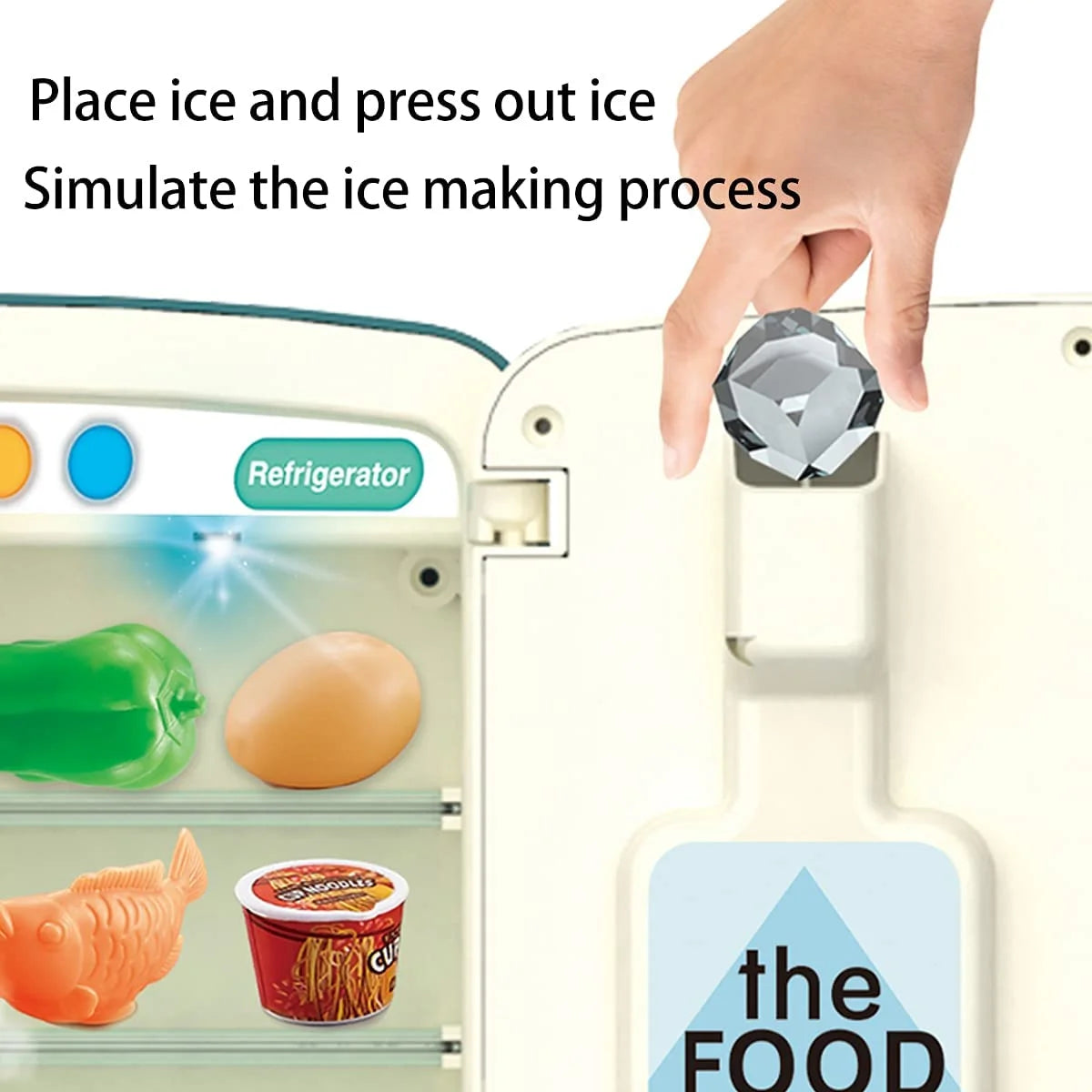Toys Fridge Refrigerator with Ice Dispenser Pretend Play Kitchen Set R207