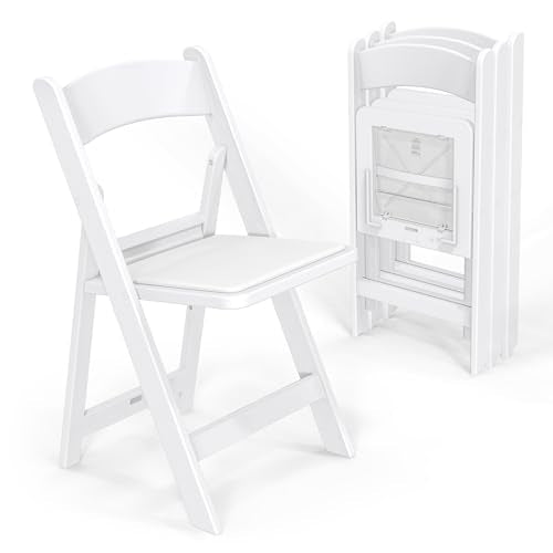 White 4 PC Resin Folding Chairs with Cushion N973304