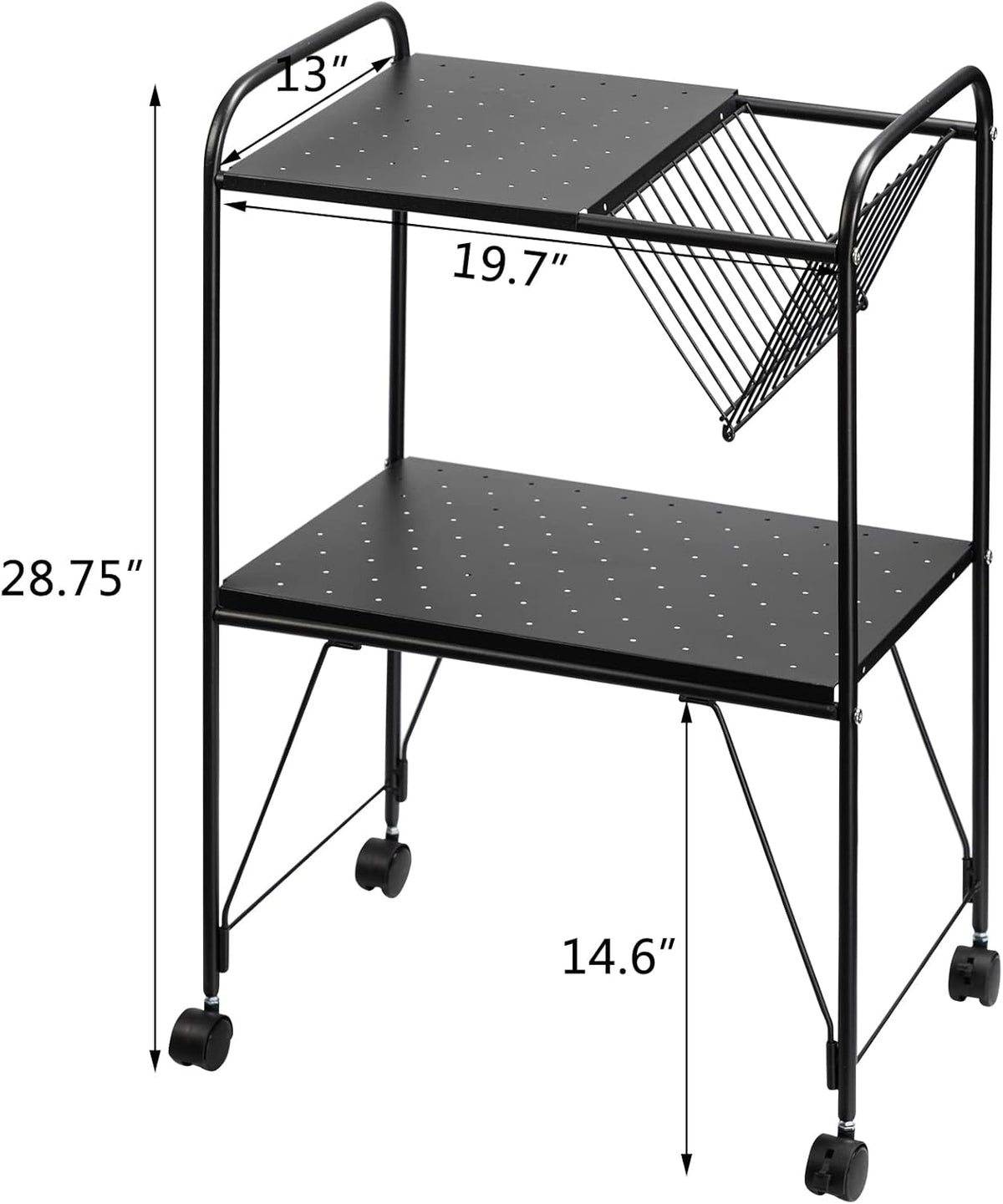 2 Tier Rolling Metal Mesh Storage Cart with Wheels, Black A27064