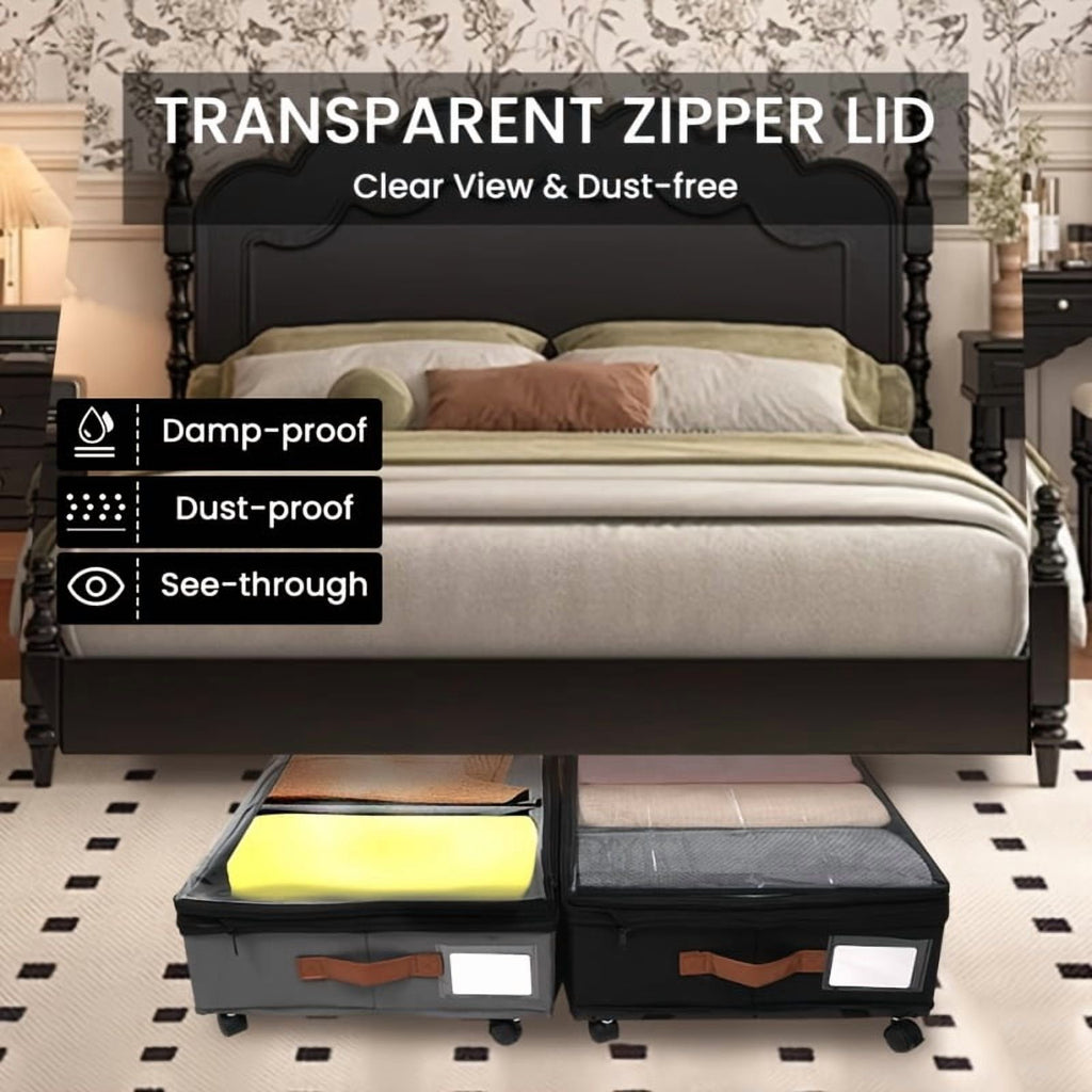 2-Pack Under-Bed Storage Bins with Wheels & Clear Window D868447
