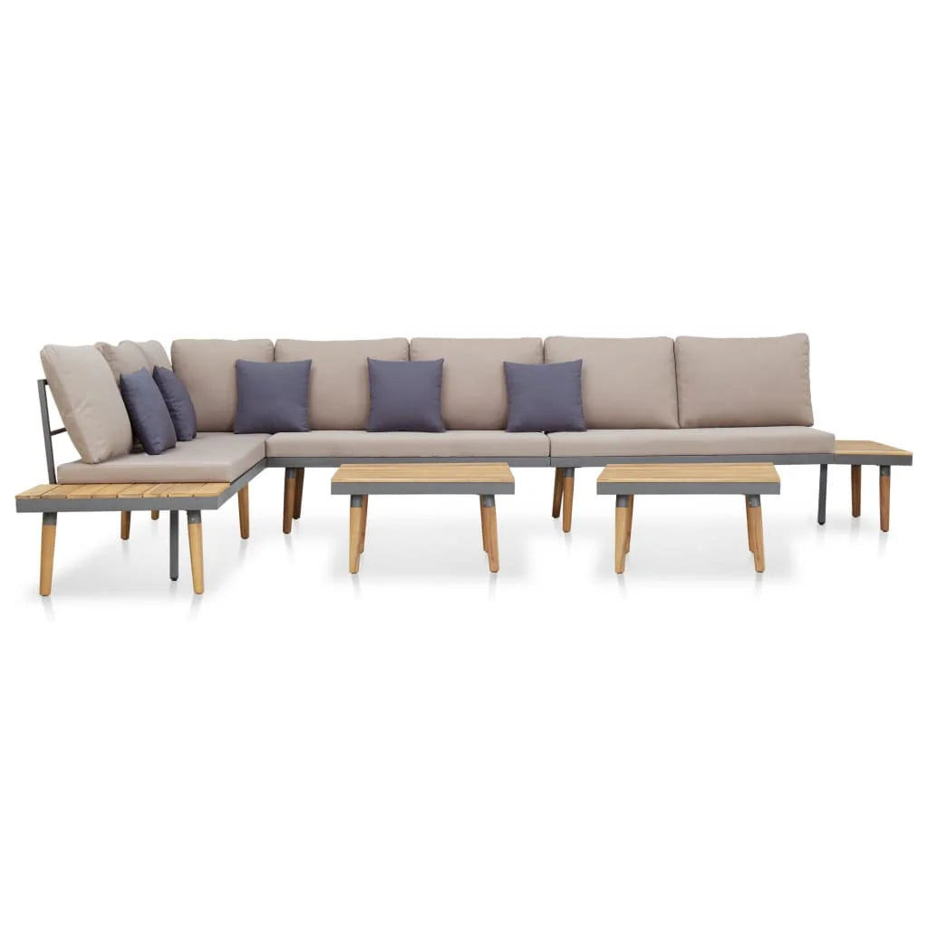 7-Seater Patio Lounge Set with Cushions Acacia Wood Brown O49983