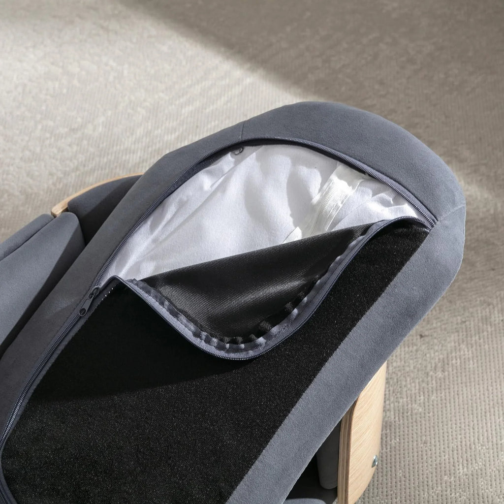 Dark Gray Velvet Dog Bed with Wood Legs L215719