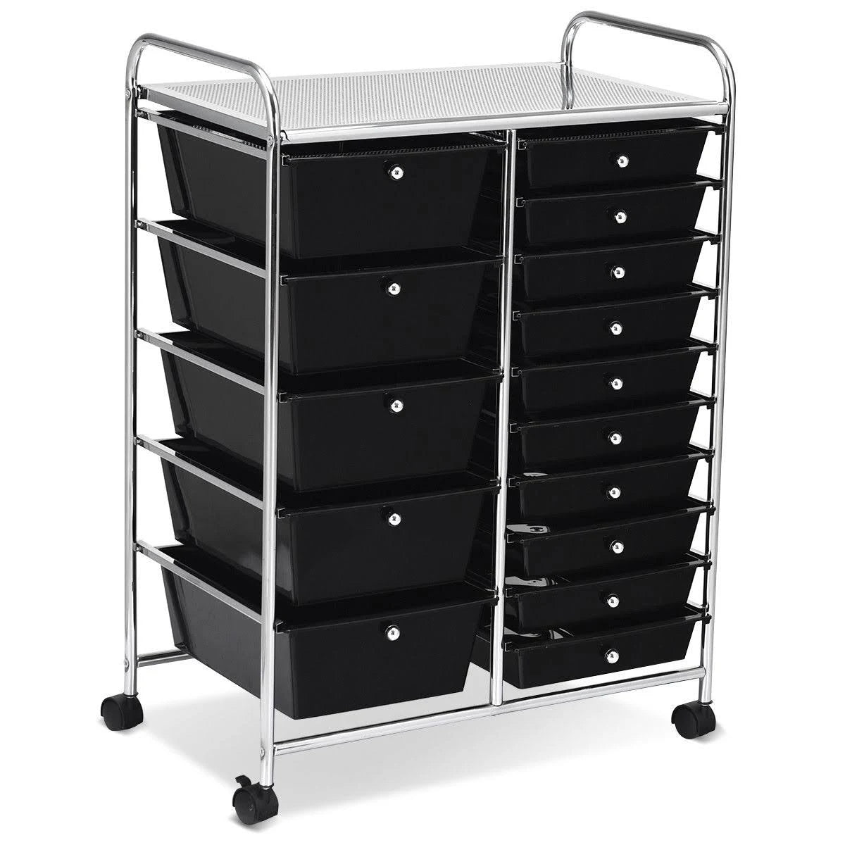 Black 15 Drawer Rolling Storage Cart F9823