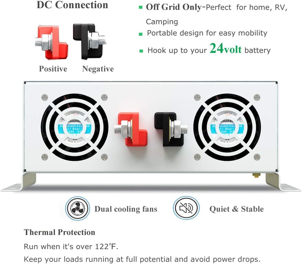 3500W Pure Sine Wave Power Inverter DC 24V to 110V 120V AC R164946