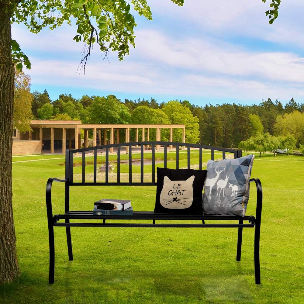Black Metal Patio Bench T977