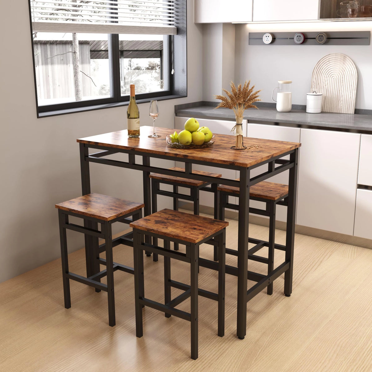 5-Piece Counter Height Pub Dining Set with Foot Support A3272