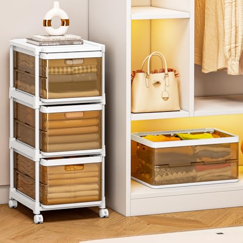 3 Drawer Plastic Storage Organizer with Wheels F2348