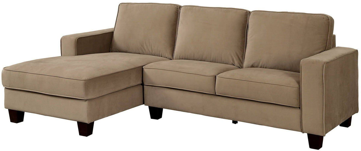 Brown Flannelette Sectional with Ottoman W3940