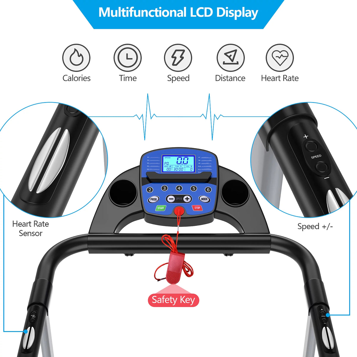 1100W Folding Electric Treadmill X3805