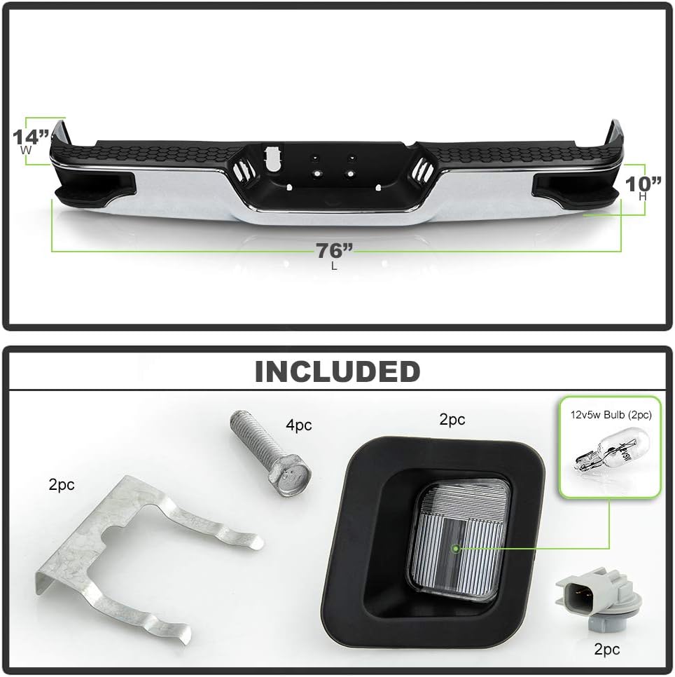 Chrome Steel Complete Rear Bumper Assembly Z830233