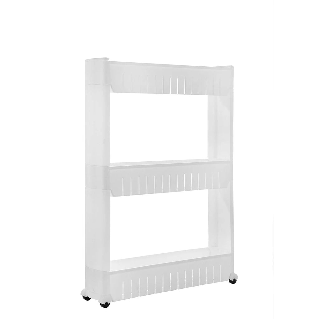 3 Tiers Slim Cart Narrow Space Shelf White V9116